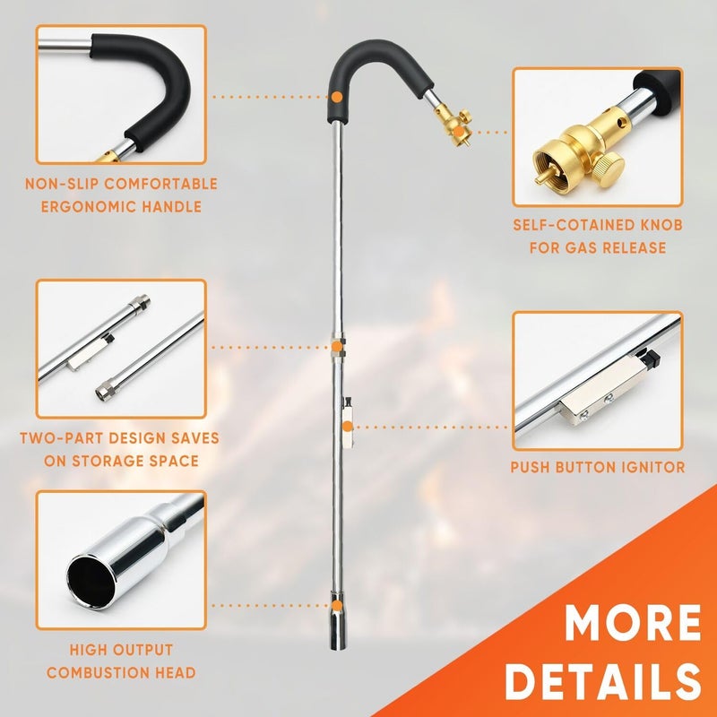Campfire Weed Burner Propane Torch With Storage Bag,Weed Torch With Turbo Trigger Push Button Igniter For Garden Snow Melting Charcoal Start - Image 3